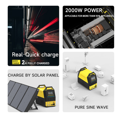 Lifepo4 Portable Solar Power Station 2000w High Capacity For Camping