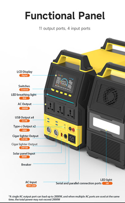 Lifepo4 Portable Solar Power Station 2000w High Capacity For Camping