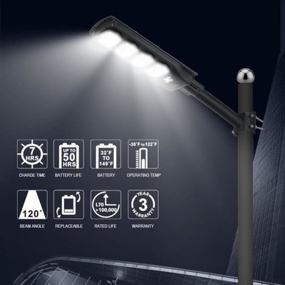 Road Solar Motion Sensor Light Waterpoof IP65 All In One Solar LED Street Light With Pole