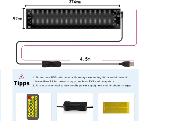 16*64 Flexible LED Screen Outdoor Display Waterproof Panel Car Window LED Soft Billboard