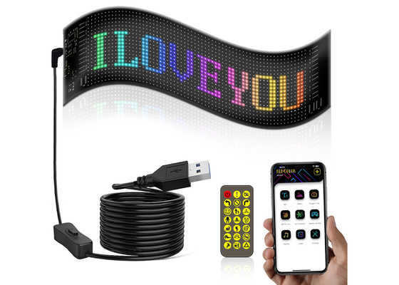 App Control LED Sign Board 20*64 Flexible USB Programmable Custom Scrolling Message Car Signs Digital Display