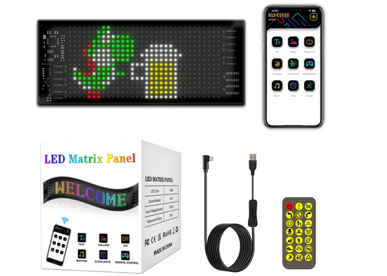 Programmable DIY Scrolling Text 5V USB Wireless Control RGB Flexible LED Car Sign For Advertising