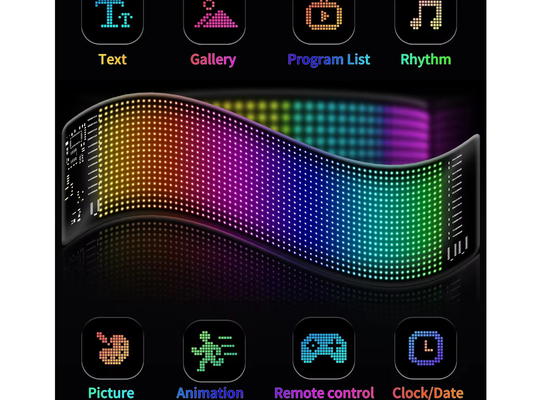 Pixel RGB  Led Flexible Display App Bluetooth Car Advertising Screen Car Ip65 Waterproof Soft Digital Display Screen