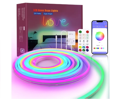 5M Full Color RGB Led Neon Flexible Silicone Ambient Light Strip Smart DIY Digital Running Strip Light Set TUYA APP