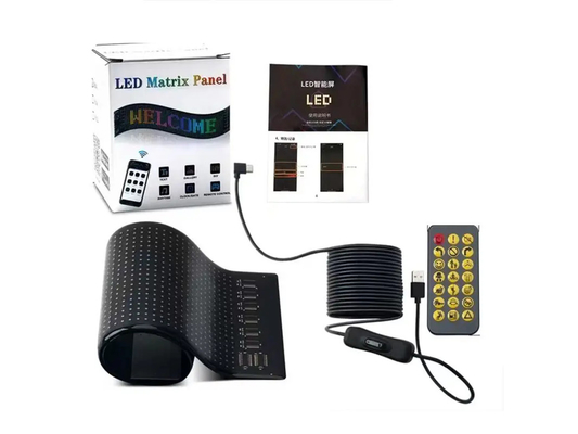 5VDC USB/2A 37x8.5cm LED Matrix Display Car Panel Flexible Pixel Programmable Scrolling Advertising for DIY Animation Text