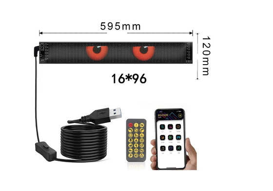 5VDC USB/2A 37x8.5cm LED Matrix Display Car Panel Flexible Pixel Programmable Scrolling Advertising for DIY Animation Text