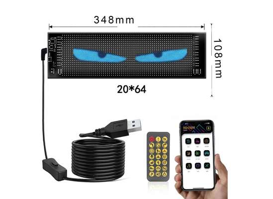 5VDC USB/2A 37x8.5cm LED Matrix Display Car Panel Flexible Pixel Programmable Scrolling Advertising for DIY Animation Text