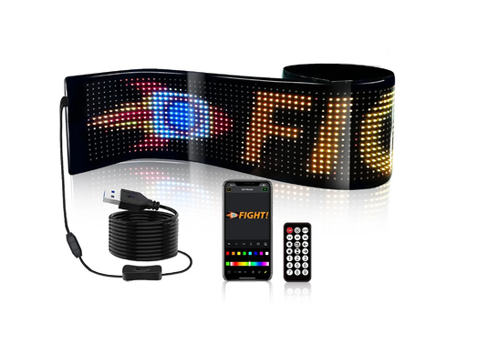 5VDC USB/2A 37x8.5cm LED Matrix Display Car Panel Flexible Pixel Programmable Scrolling Advertising for DIY Animation Text
