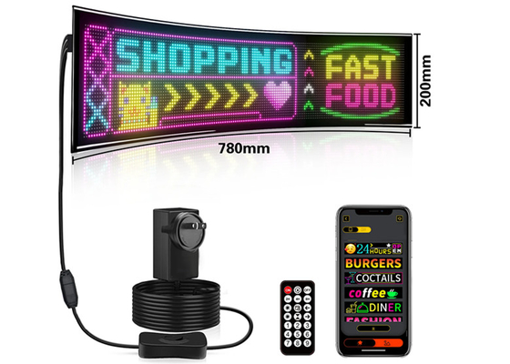 32*160 Full Color Double Row Scrolling LED Light Sign For Car LED Advertising Sign Window Display