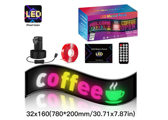 32*160 Full Color Double Row Scrolling LED Light Sign For Car LED Advertising Sign Window Display