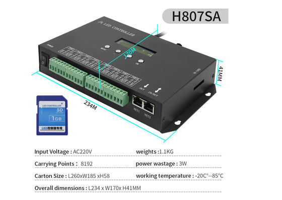 DMX512 Programable SPI Led Controller H807SA 8192Pixels For DMX512 WS2811 WS2812B WS2815 APA102 Led Strip
