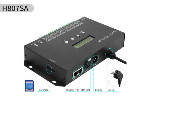 DMX512 Programable SPI Led Controller H807SA 8192Pixels For DMX512 WS2811 WS2812B WS2815 APA102 Led Strip