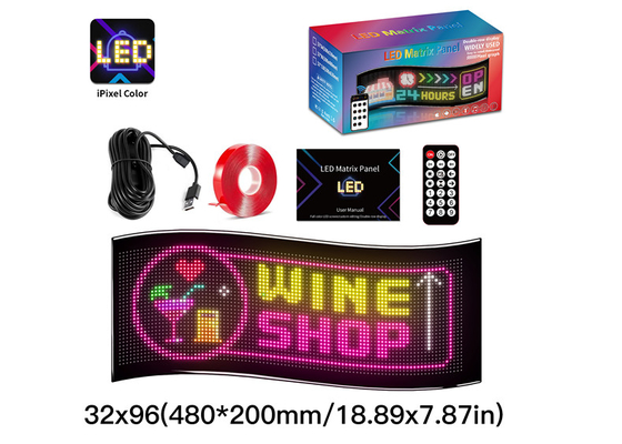 32*96 Double Row LED Advertising Sign Car Panel Flexible Pixel Programmable Scrolling DIY Text Matrix Panel